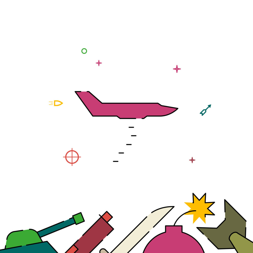 Ein Flugzeug wird wie im Iran-Krieg von Kanonen beschossen.
